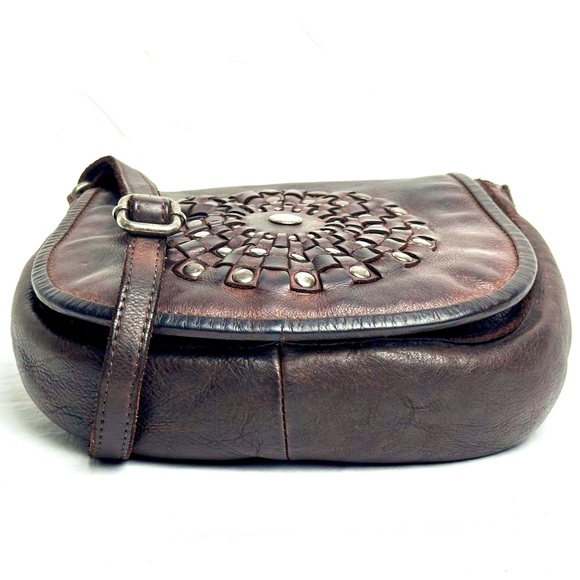Vilenca Holland 👜 GUC Brown Leather Studded Crossbody Bag Boho Western - Picture 8 of 11